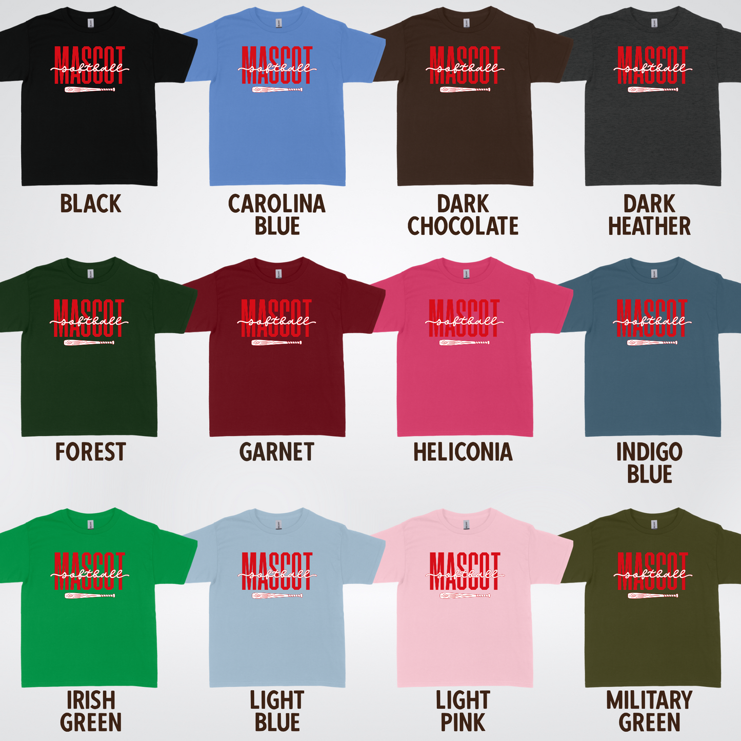 Custom Mascot – Red - Softball Design 28 Youth T-Shirt