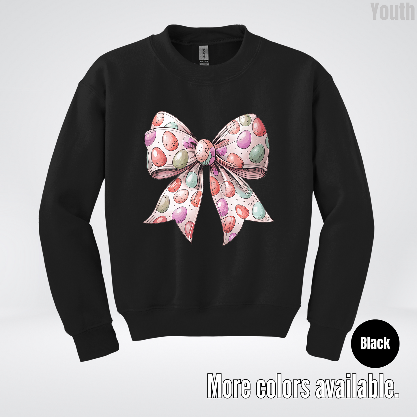 Easter Eggs Coquette Bow Youth Crewneck Sweatshirt