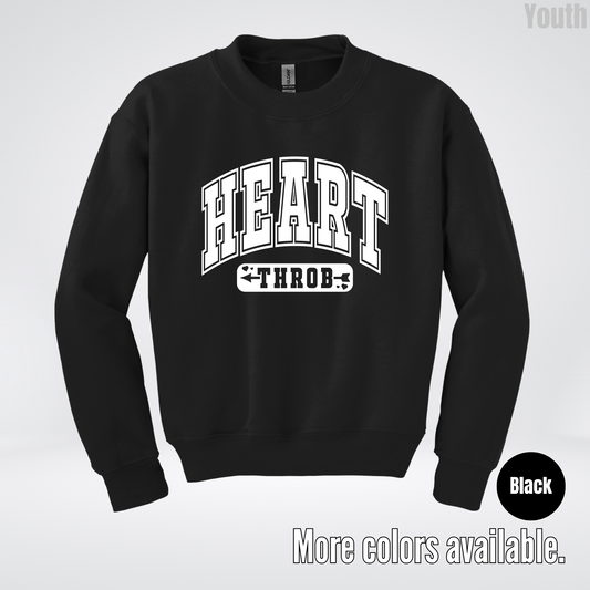 Heart Throb - White Design - Youth Crewneck Sweatshirt