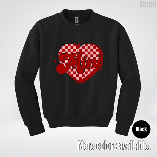 Mini Checkered Heart Youth Crewneck Sweatshirt