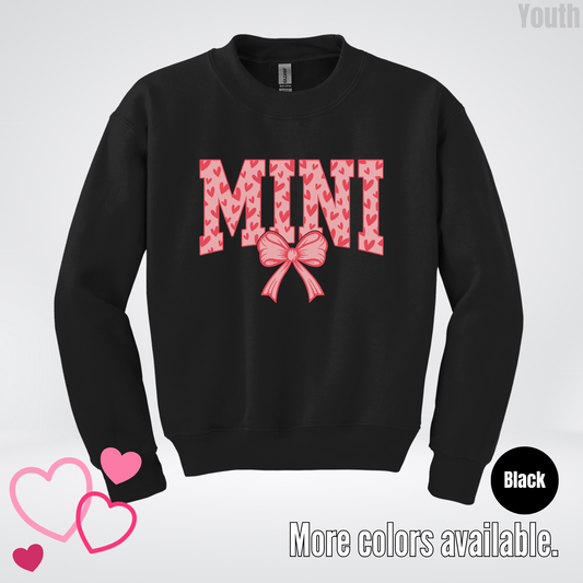 Mini Coquette Hearts Valentines Day Youth Crewneck Sweatshirt