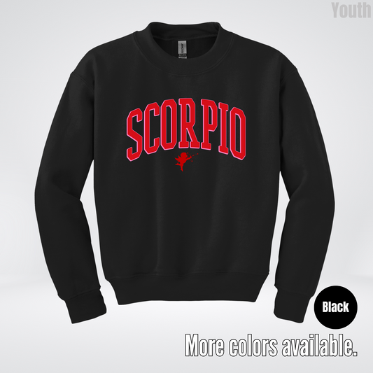 Scorpio Valentines Day Varsity Youth Crewneck Sweatshirt
