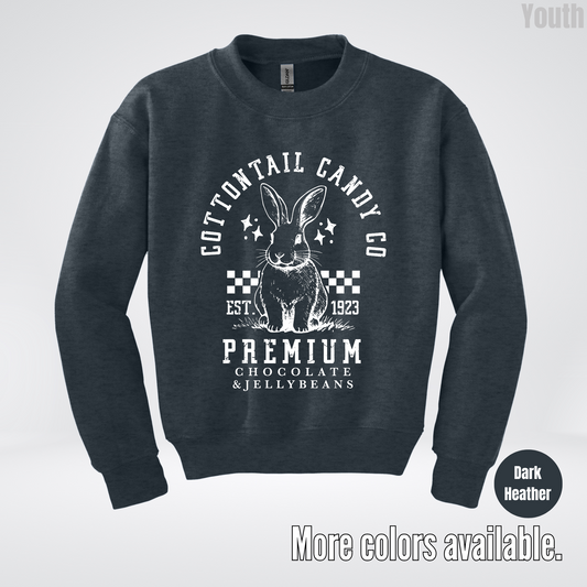 Cottontail Candy Co Premium  Easter Youth Crewneck Sweatshirt