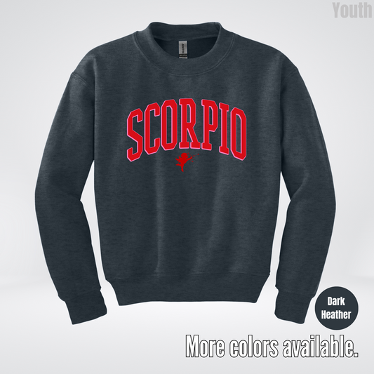 Scorpio Valentines Day Varsity Youth Crewneck Sweatshirt