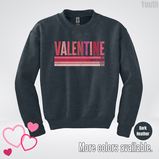 Valentine Hugs & Kisses Youth Crewneck Sweatshirt