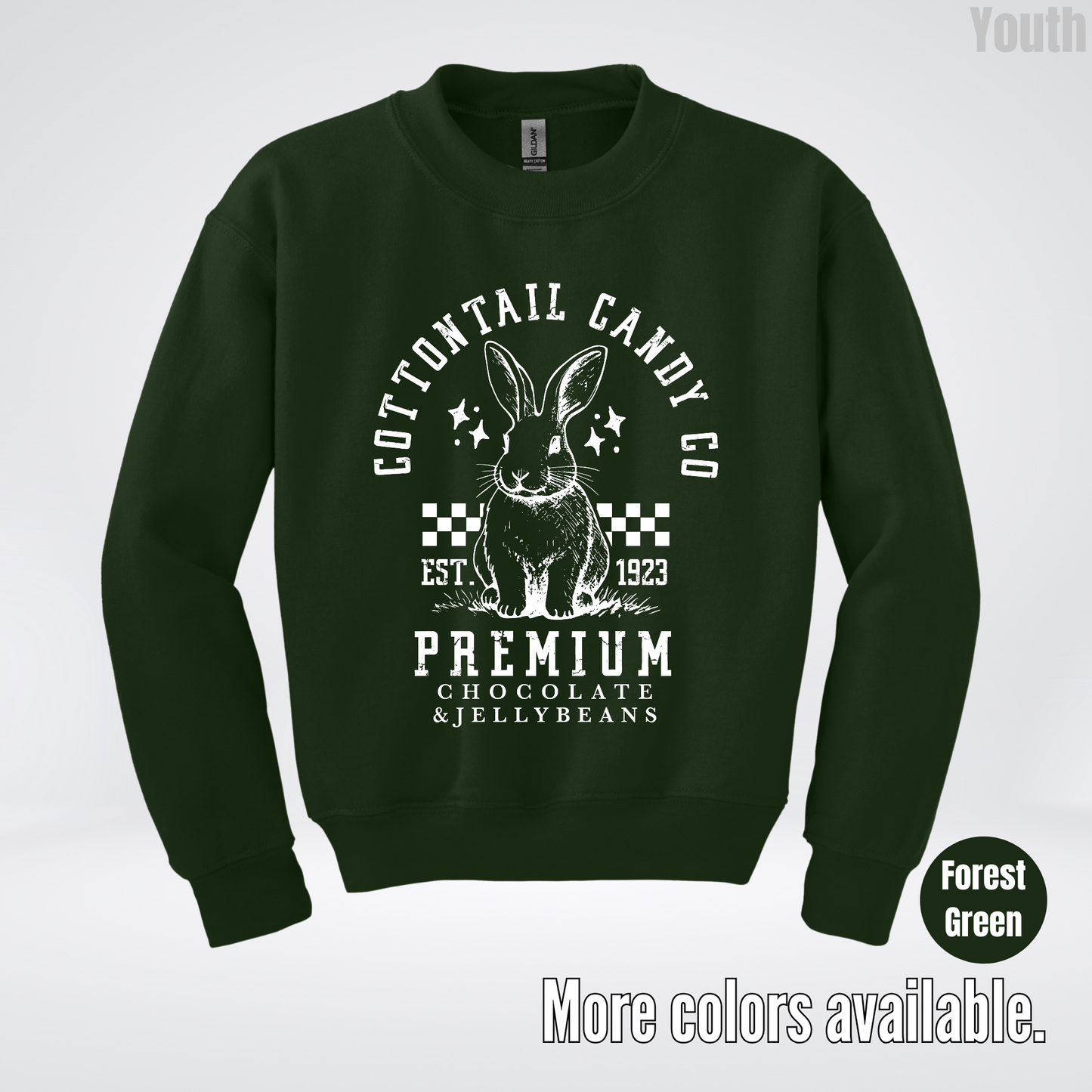 Cottontail Candy Co Premium Easter Youth Crewneck Sweatshirt