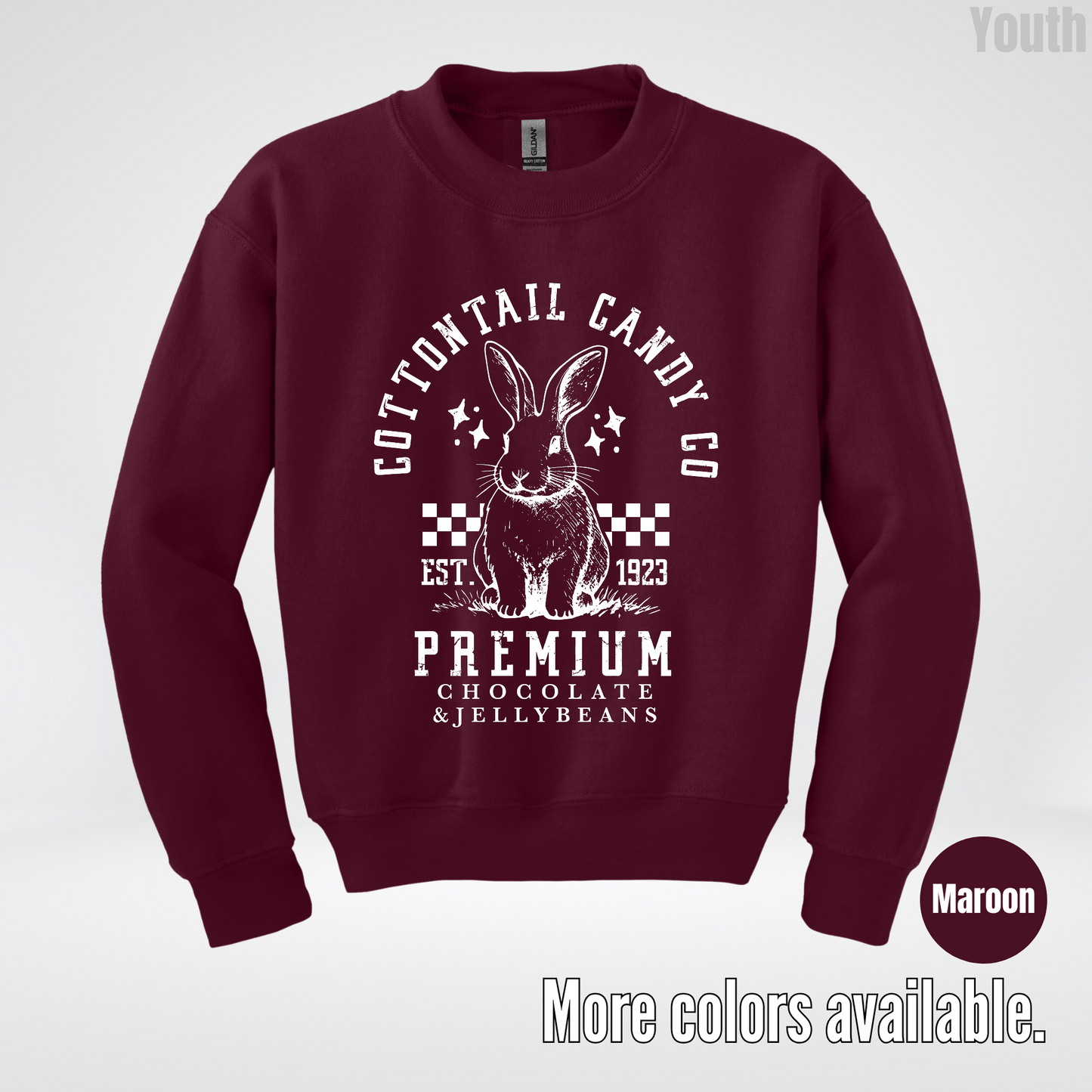 Cottontail Candy Co Premium Easter Youth Crewneck Sweatshirt