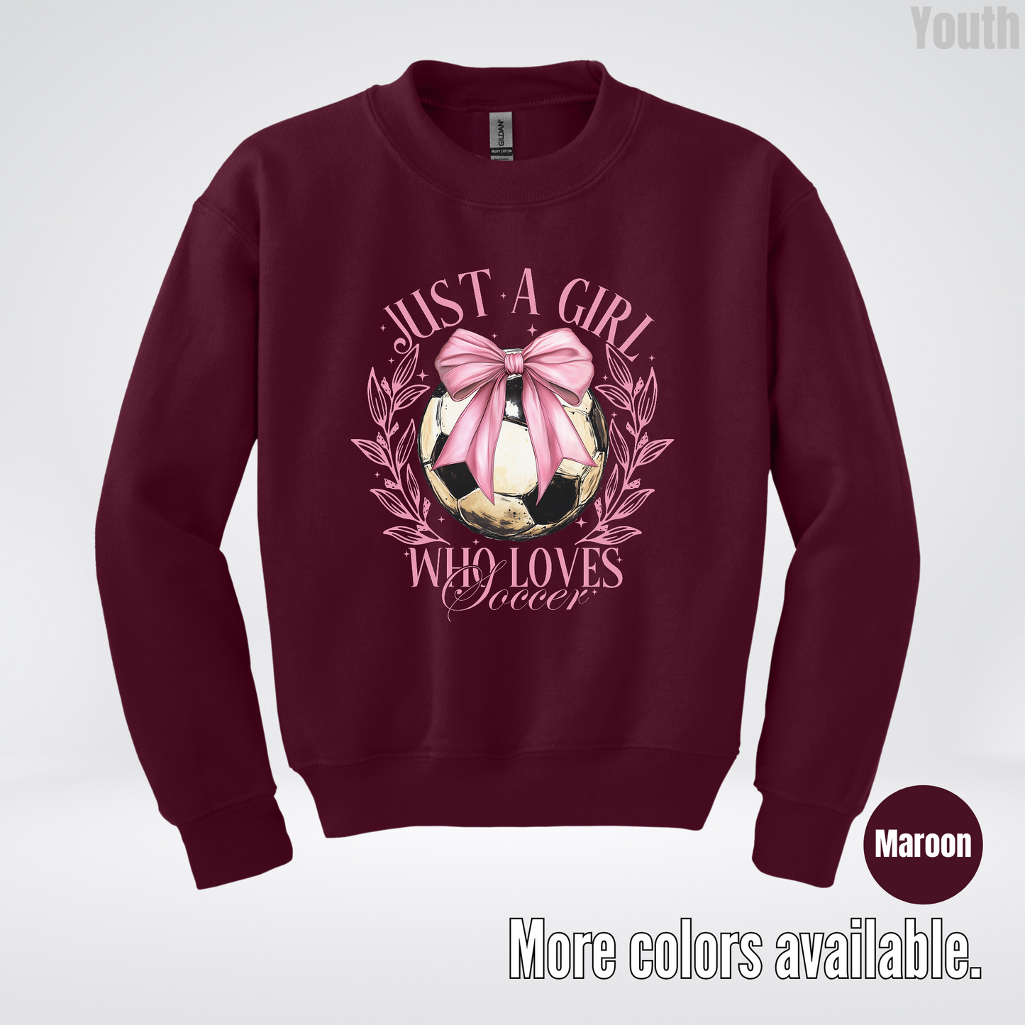 Just A Girl Who Loves Soccer Youth Crewneck Sweatshirt