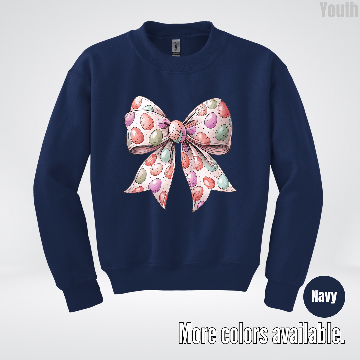 Easter Eggs Coquette Bow Youth Crewneck Sweatshirt