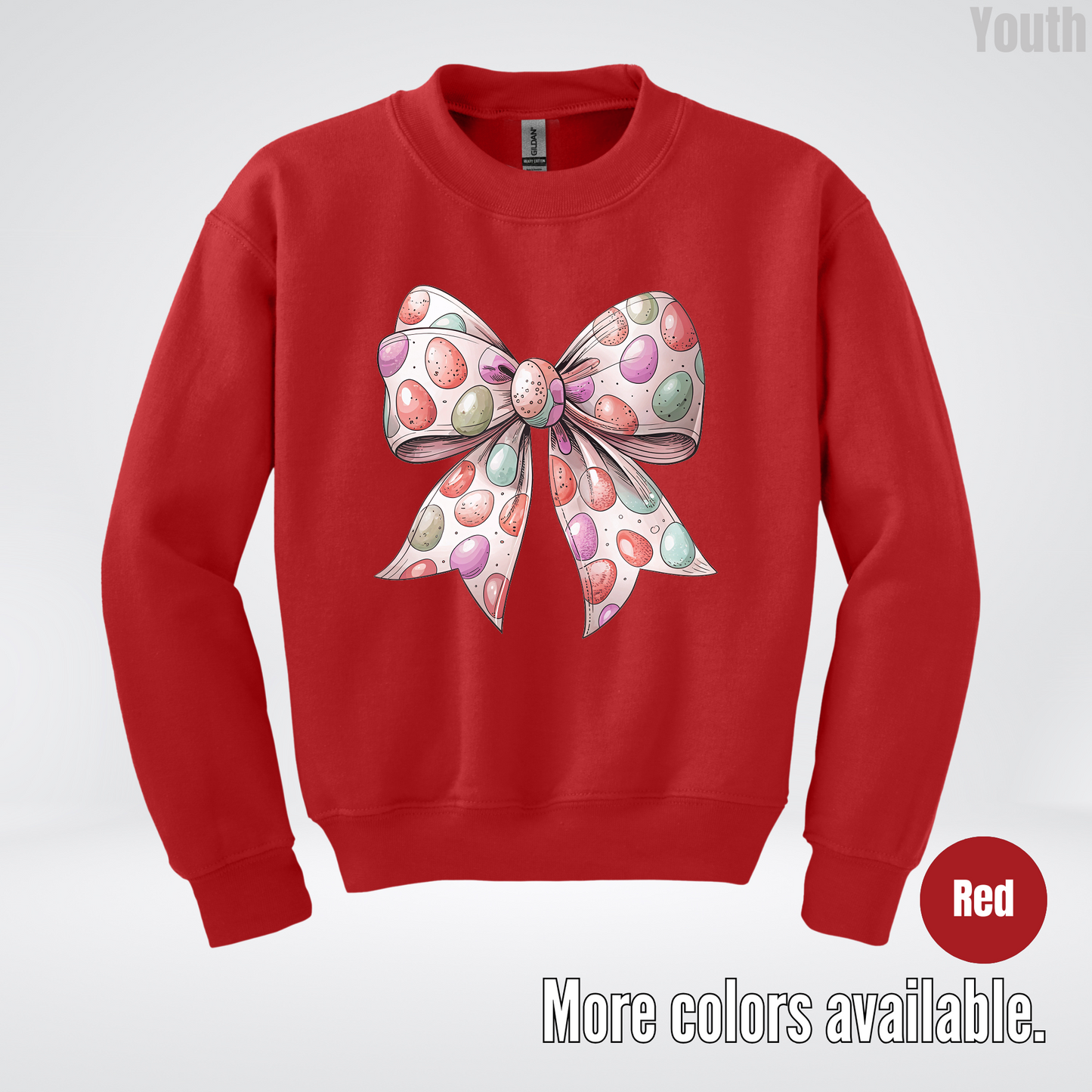 Easter Eggs Coquette Bow Youth Crewneck Sweatshirt