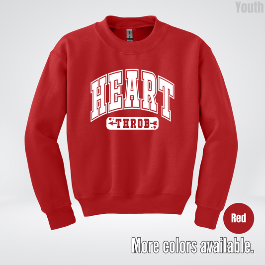 Heart Throb - White Design - Youth Crewneck Sweatshirt