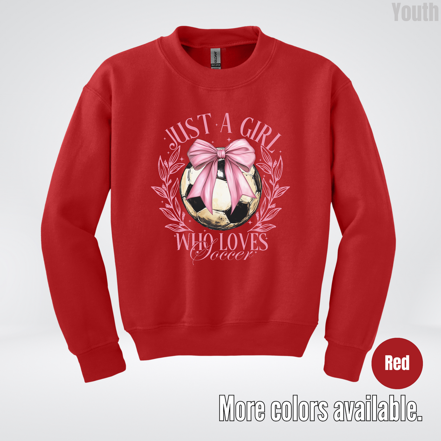 Just A Girl Who Loves Soccer Youth Crewneck Sweatshirt