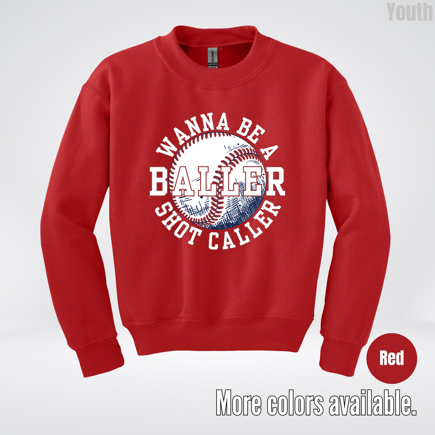 Wanna Be A Baller Shot Caller Youth Crewneck Sweatshirt