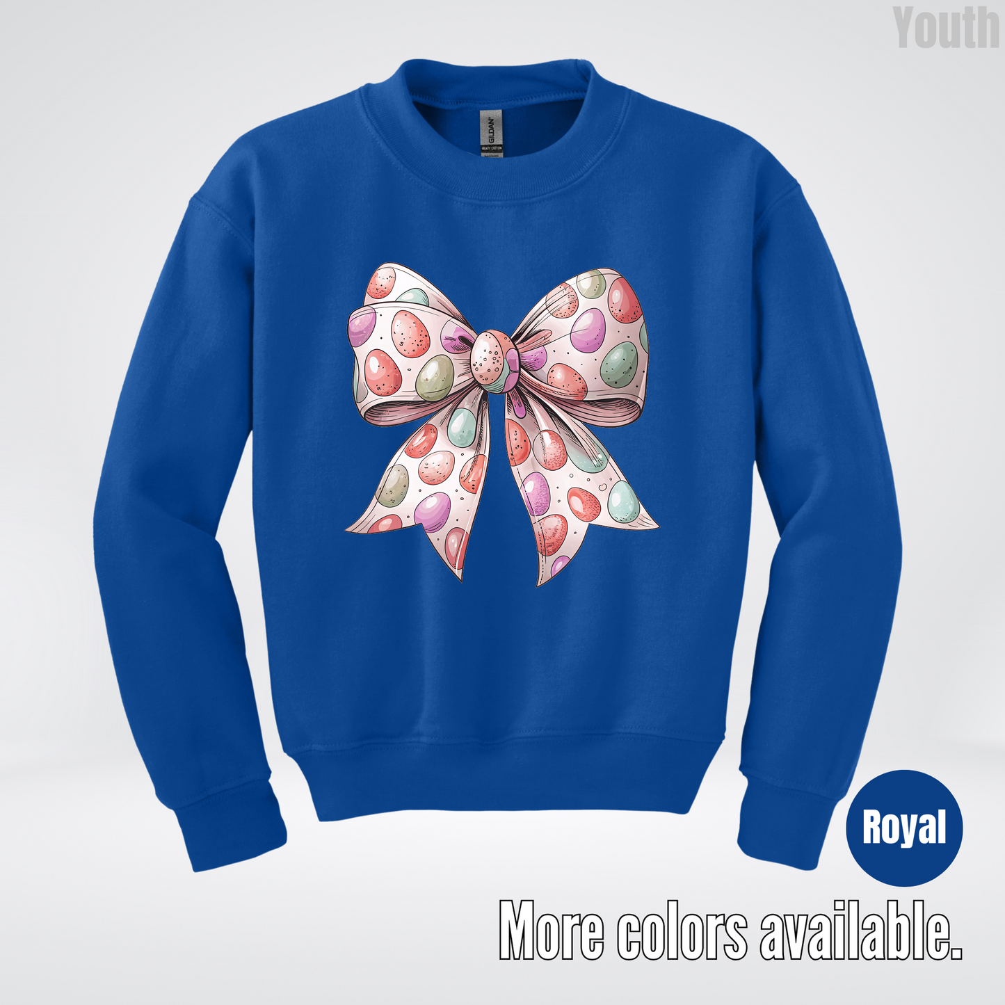 Easter Eggs Coquette Bow Youth Crewneck Sweatshirt