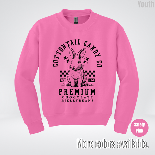 Cottontail Candy Co Premium - Black Design - Easter Youth Crewneck Sweatshirt