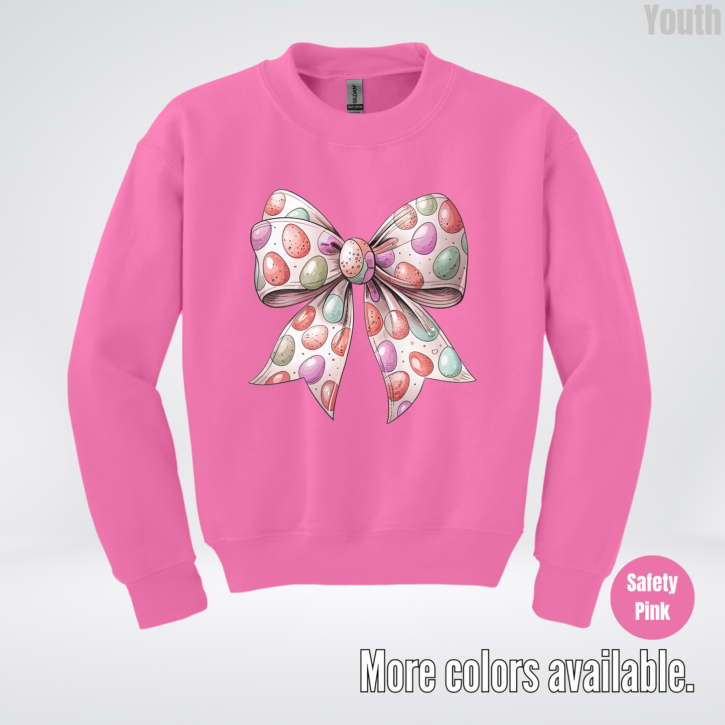 Easter Eggs Coquette Bow Youth Crewneck Sweatshirt