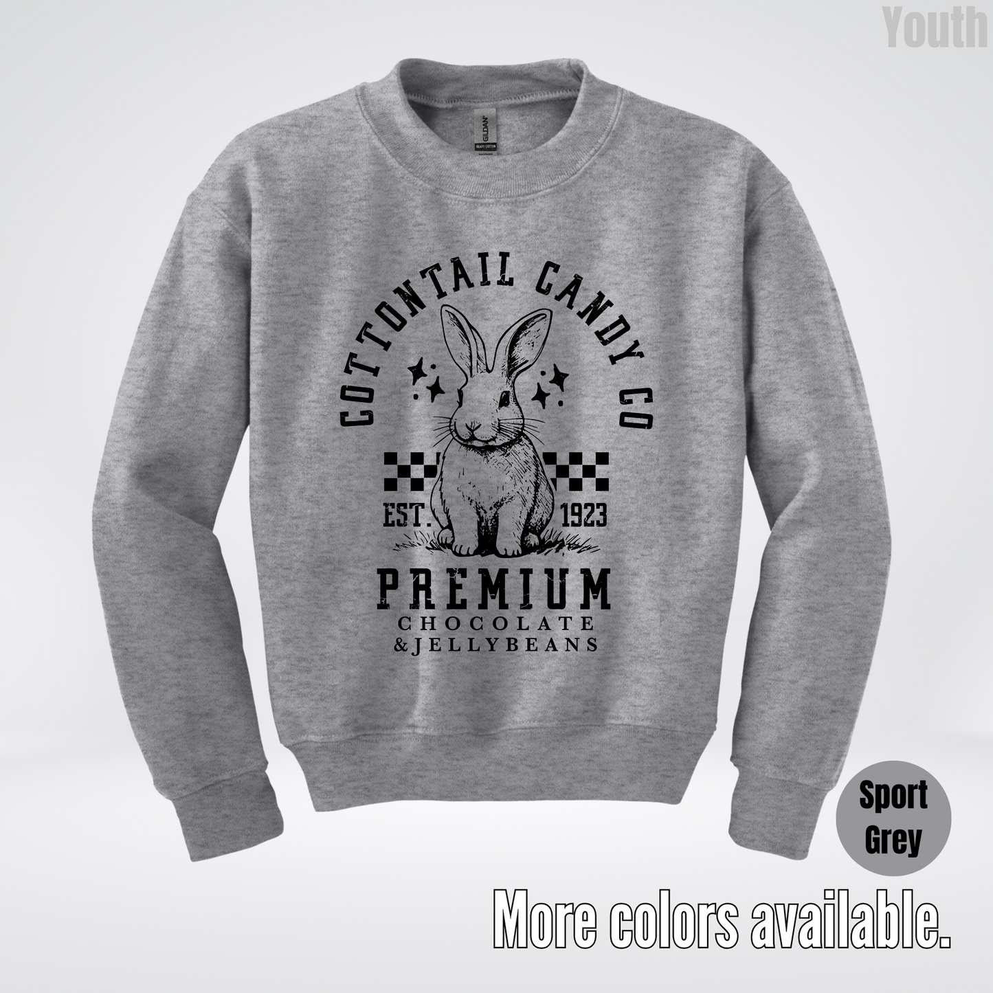 Cottontail Candy Co Premium - Black Design - Easter Youth Crewneck Sweatshirt