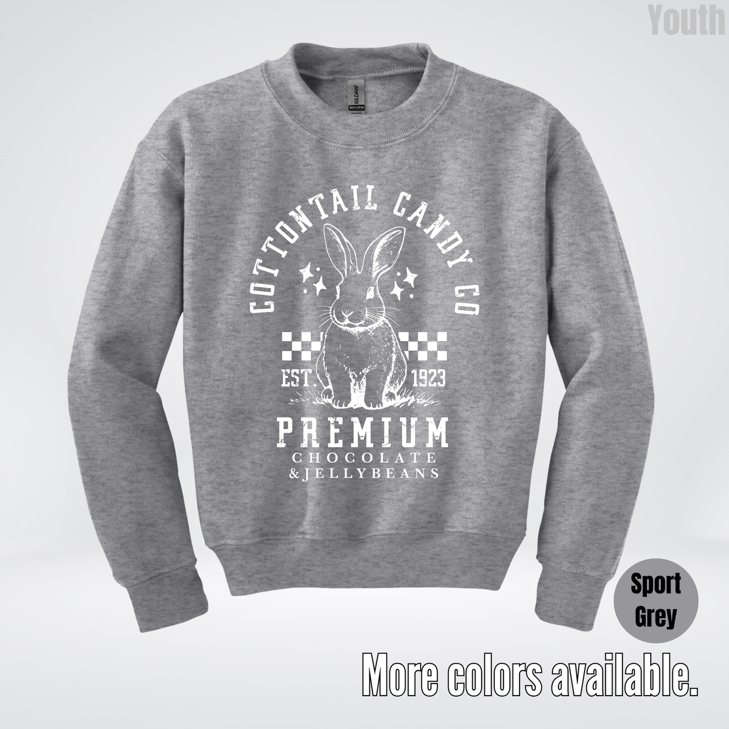 Cottontail Candy Co Premium Easter Youth Crewneck Sweatshirt