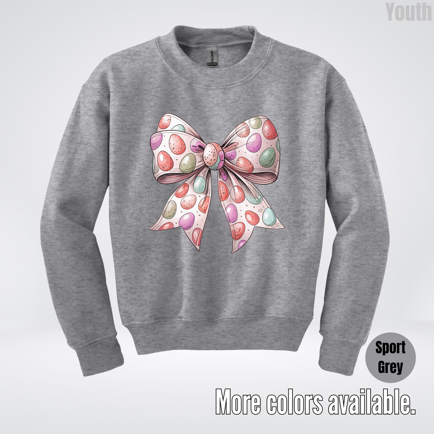 Easter Eggs Coquette Bow Youth Crewneck Sweatshirt
