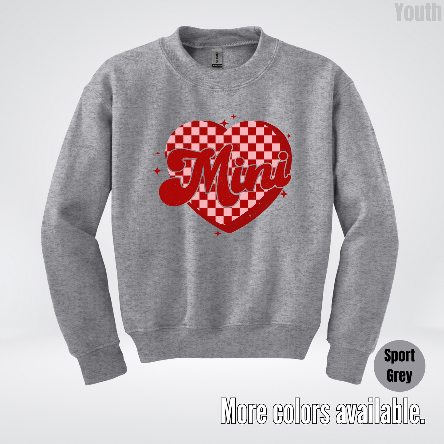 Mini Checkered Heart Youth Crewneck Sweatshirt