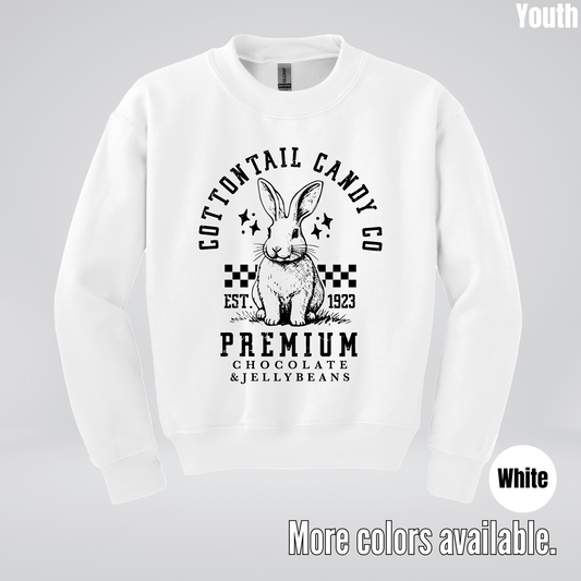 Cottontail Candy Co Premium - Black Design - Easter Youth Crewneck Sweatshirt