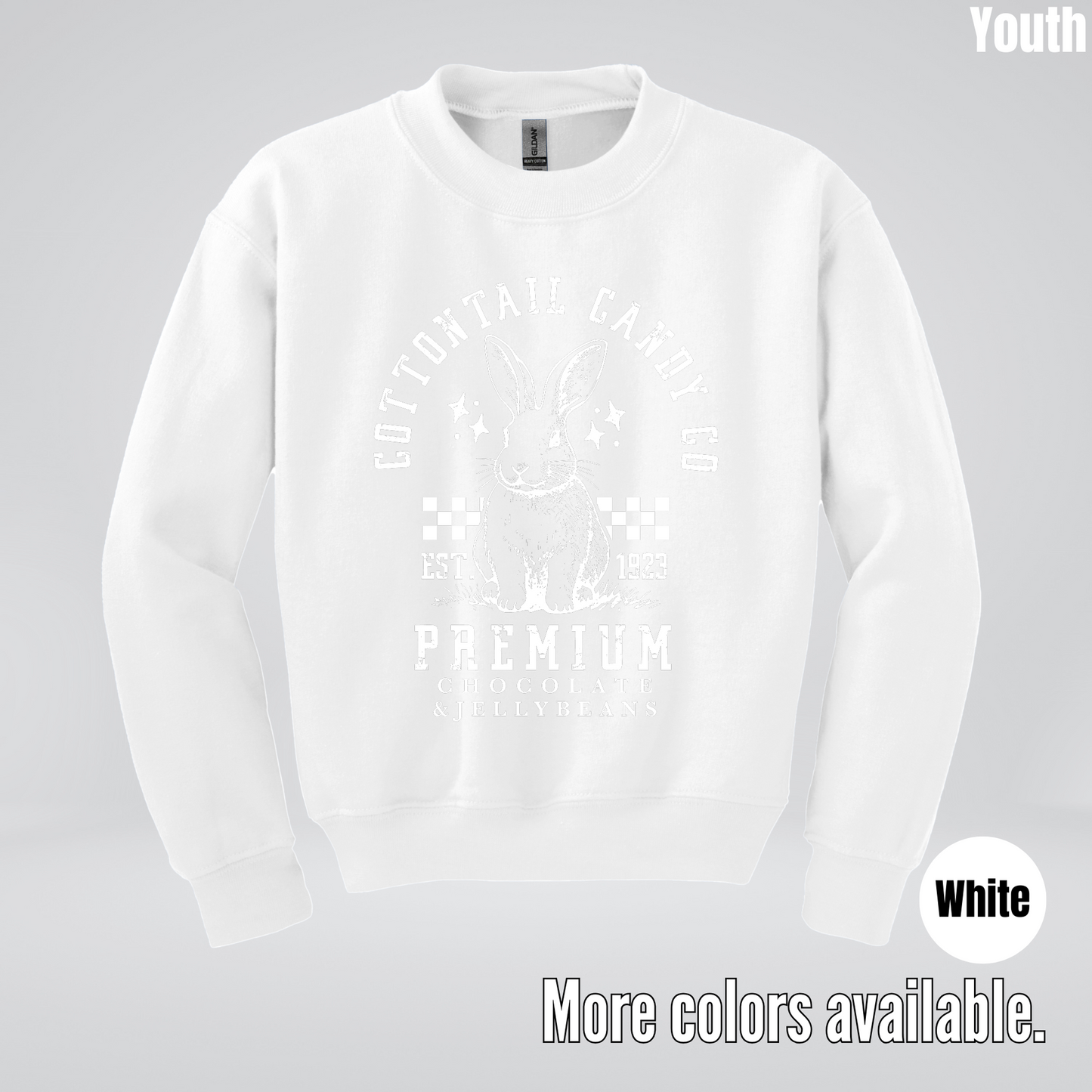 Cottontail Candy Co Premium Easter Youth Crewneck Sweatshirt
