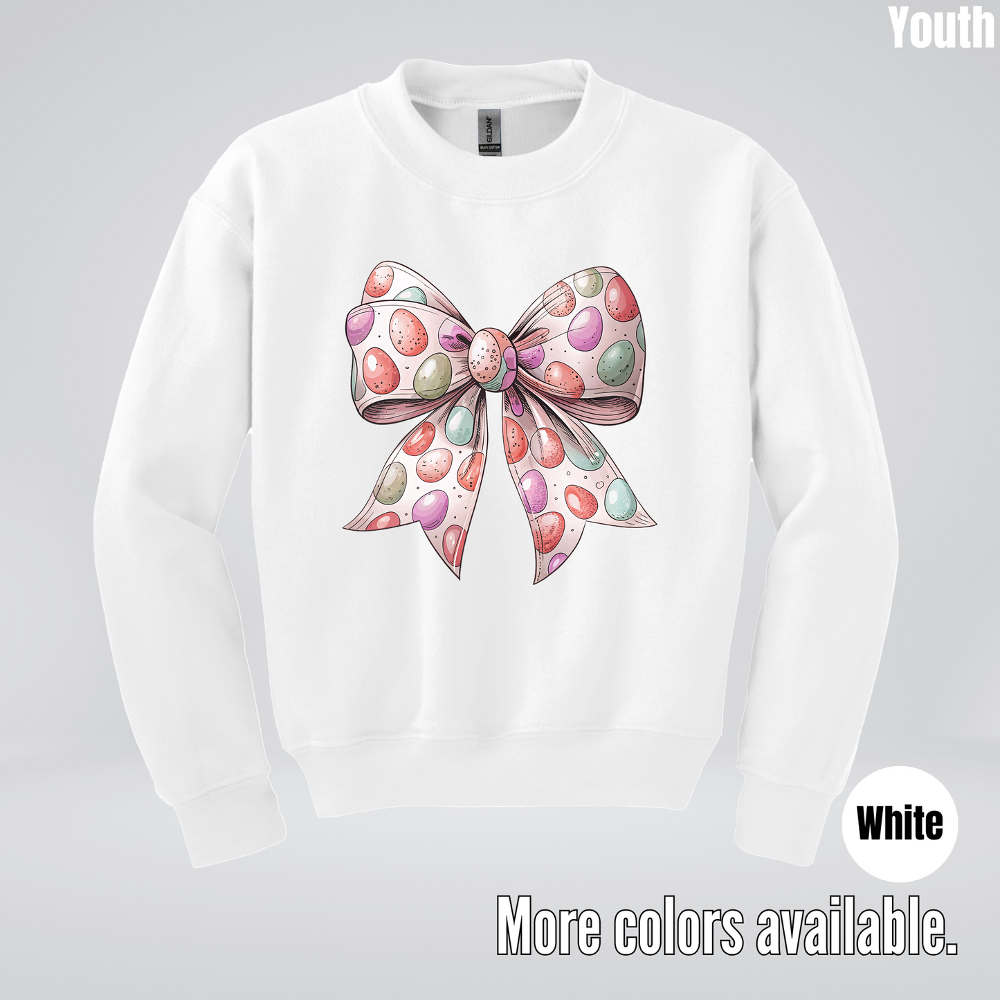 Easter Eggs Coquette Bow Youth Crewneck Sweatshirt