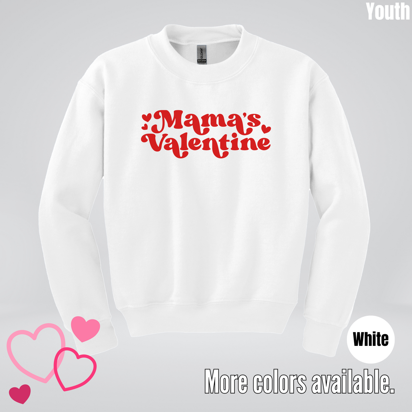 Mamas Valentine Retro Red Design Youth Crewneck Sweatshirt