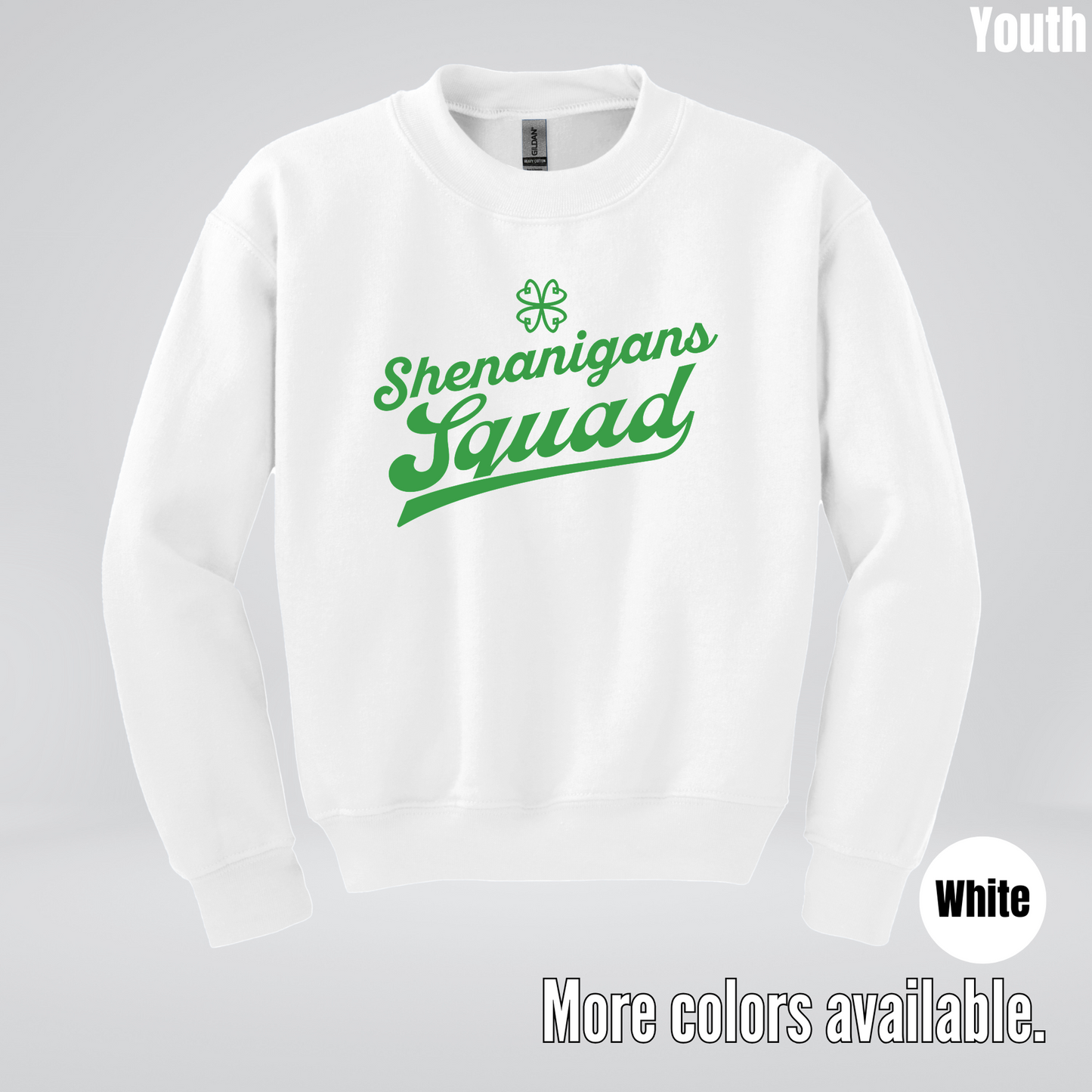 Shenanigans Squad - Green Design - St. Patrick's Day Youth Crewneck Sweatshirt