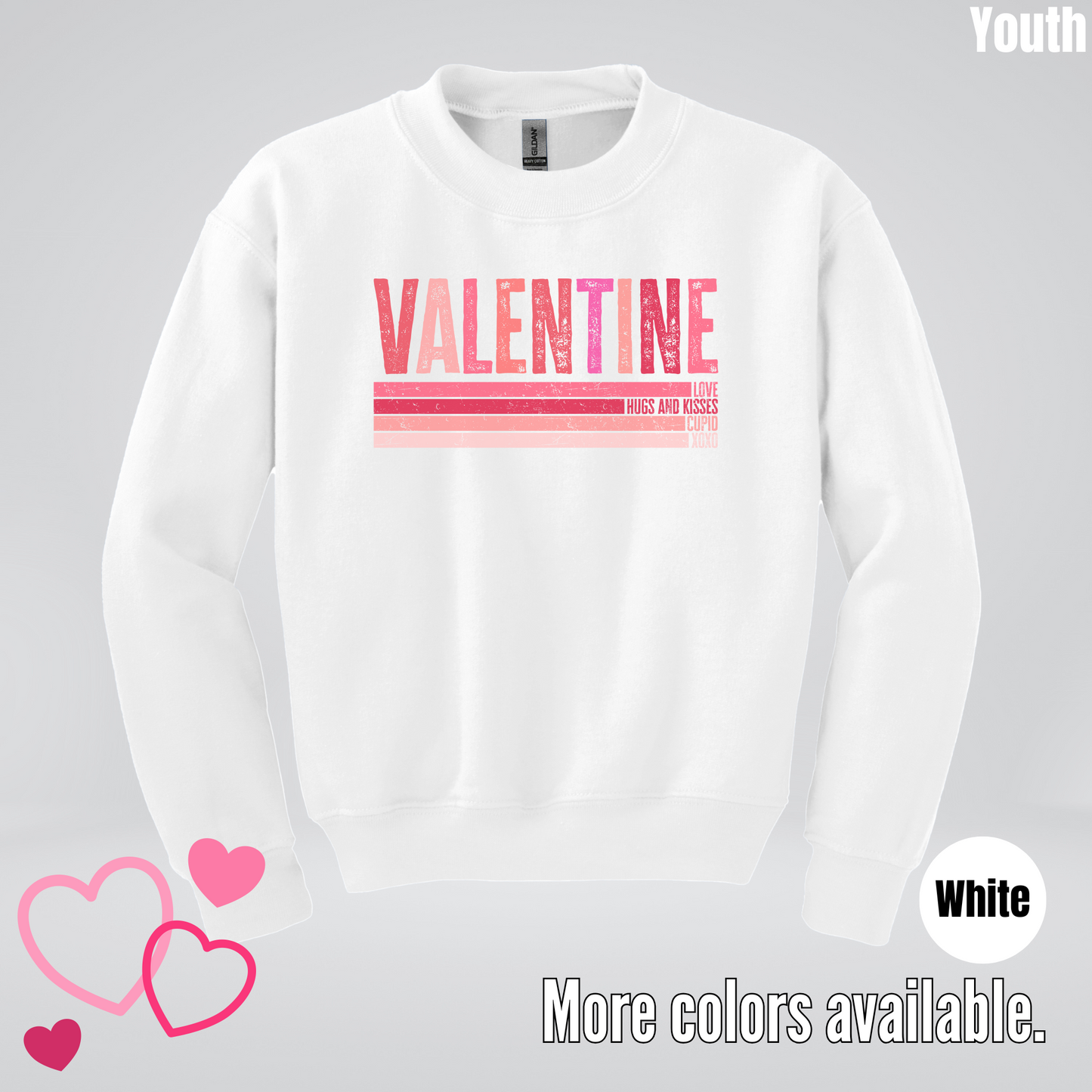 Valentine Hugs & Kisses Youth Crewneck Sweatshirt