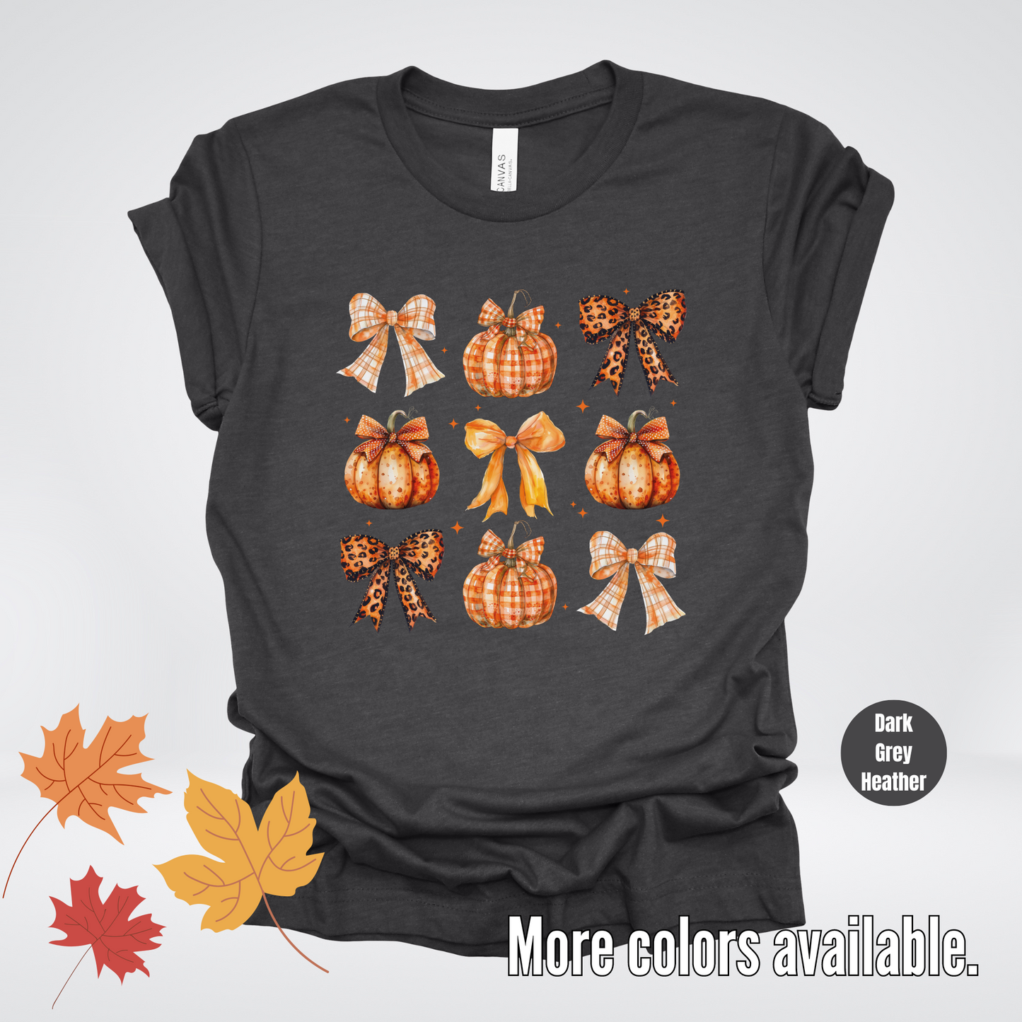 Fall Coquette Leopard Print and Flannel Bows And Pumpkins T-Shirt