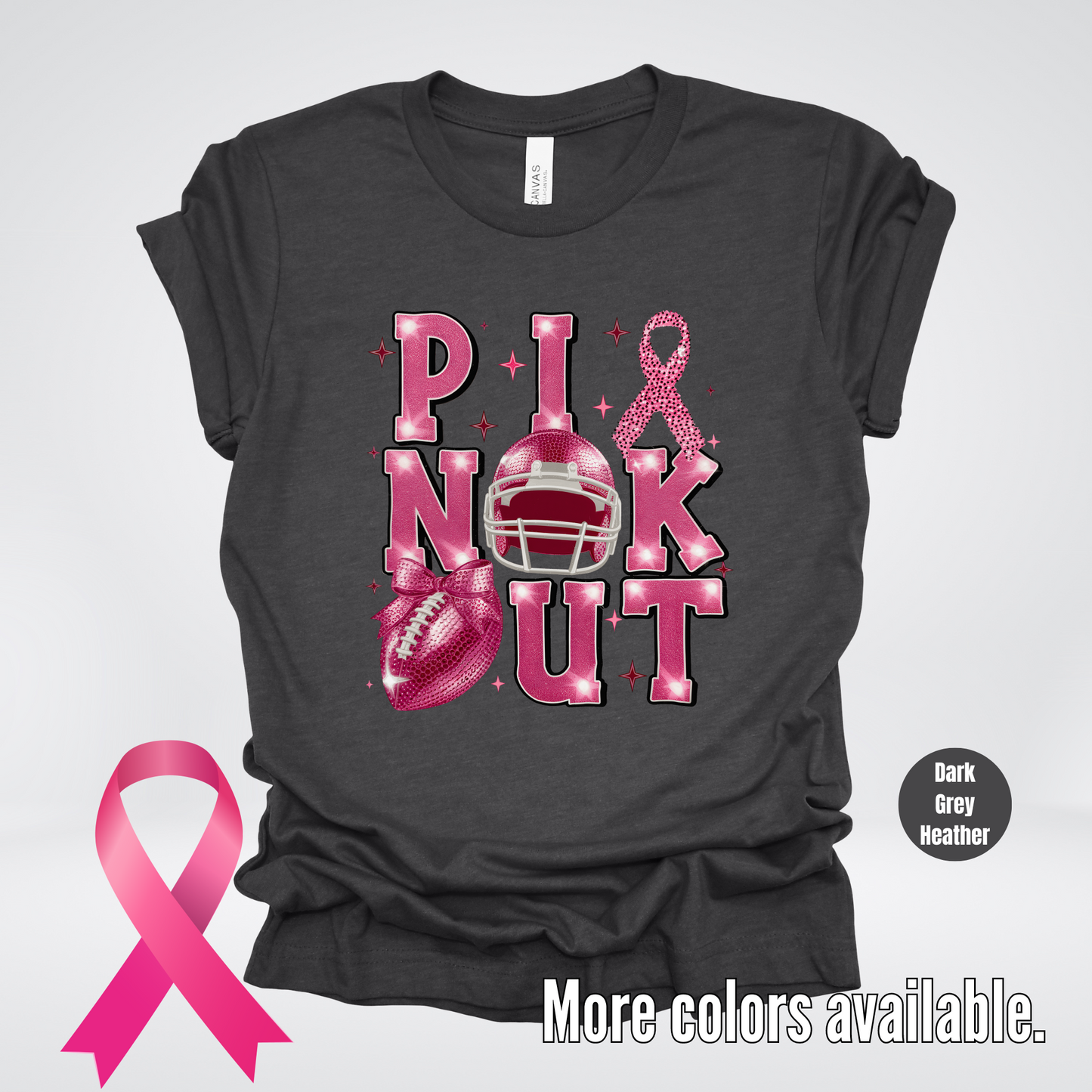 Pink Out Football Coquette Glitter Helmet T-Shirt