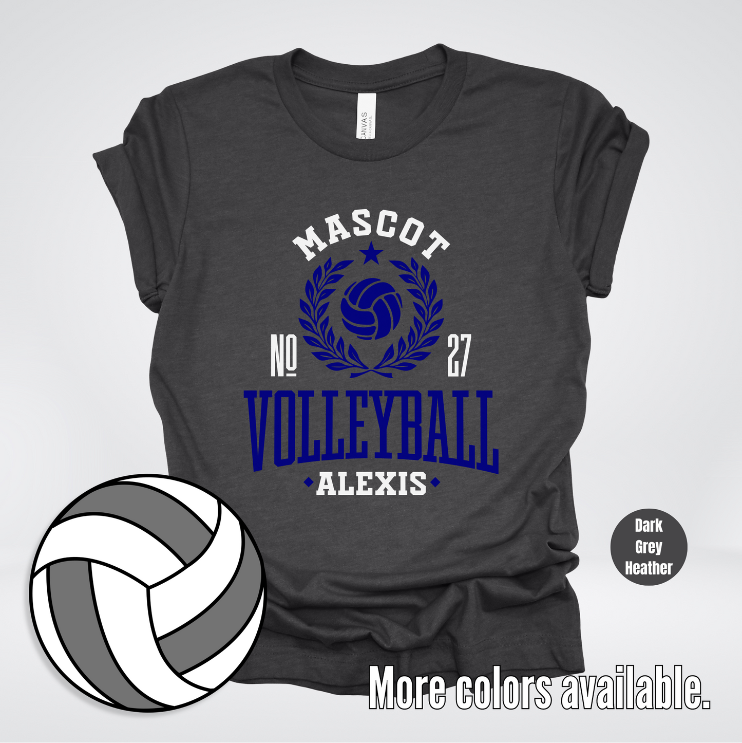 Custom Mascot, Number, & Name – Navy - Volleyball Design 37 T-Shirt
