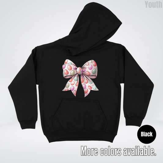 Easter Eggs Coquette Bow Youth Hoodie