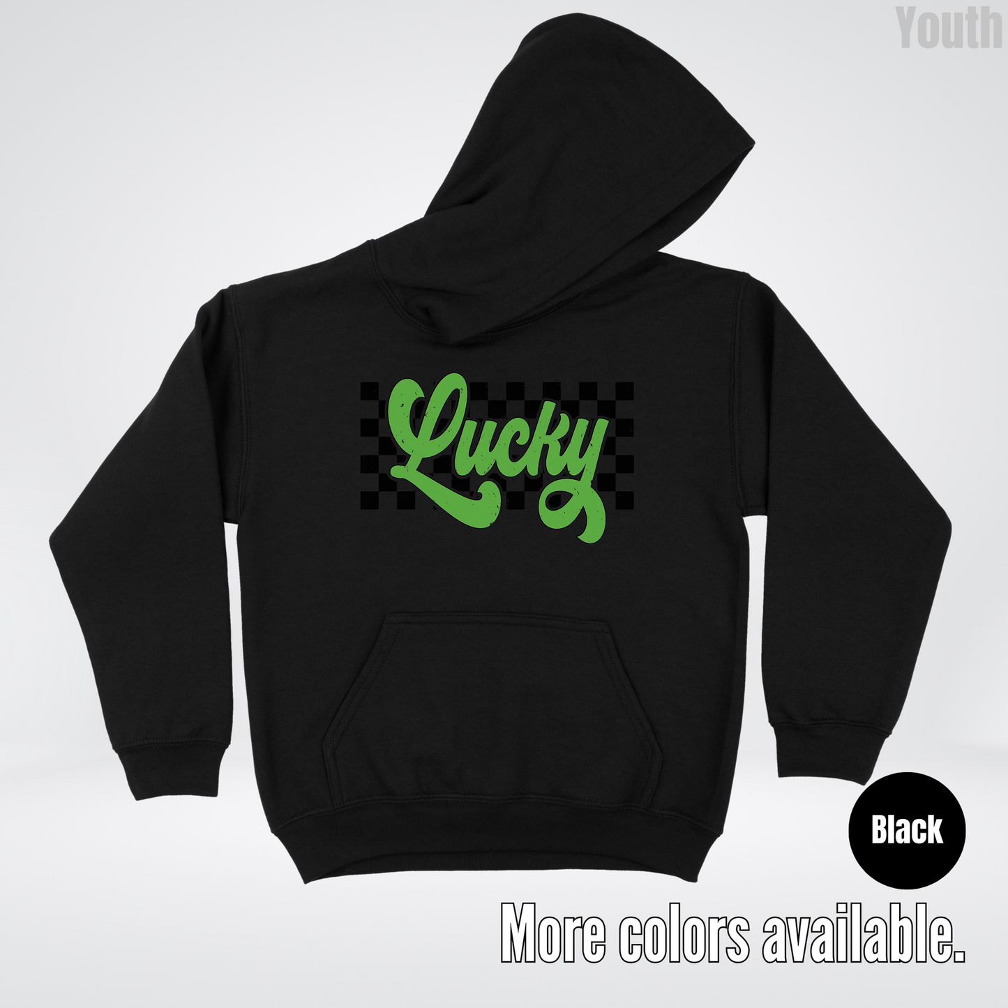 Lucky Cursive Checkered Retro – Saint Patrick’s Day Youth Hoodie