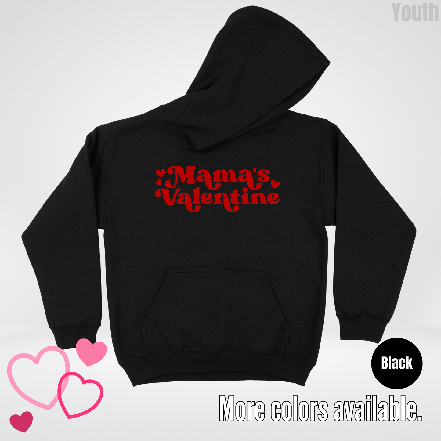 Mamas Valentine Retro Red Design Youth Hoodie