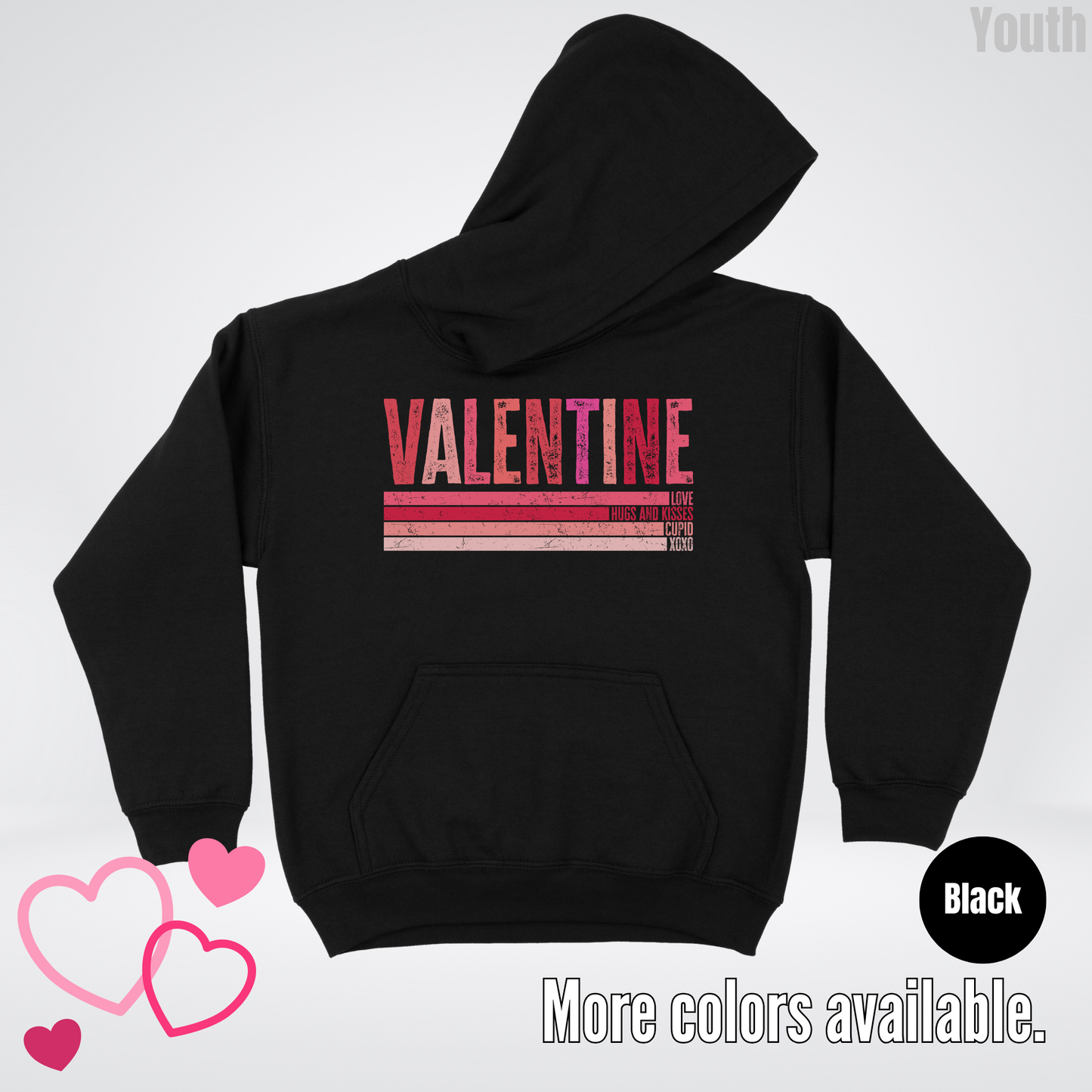 Valentine Hugs & Kisses Youth Hoodie
