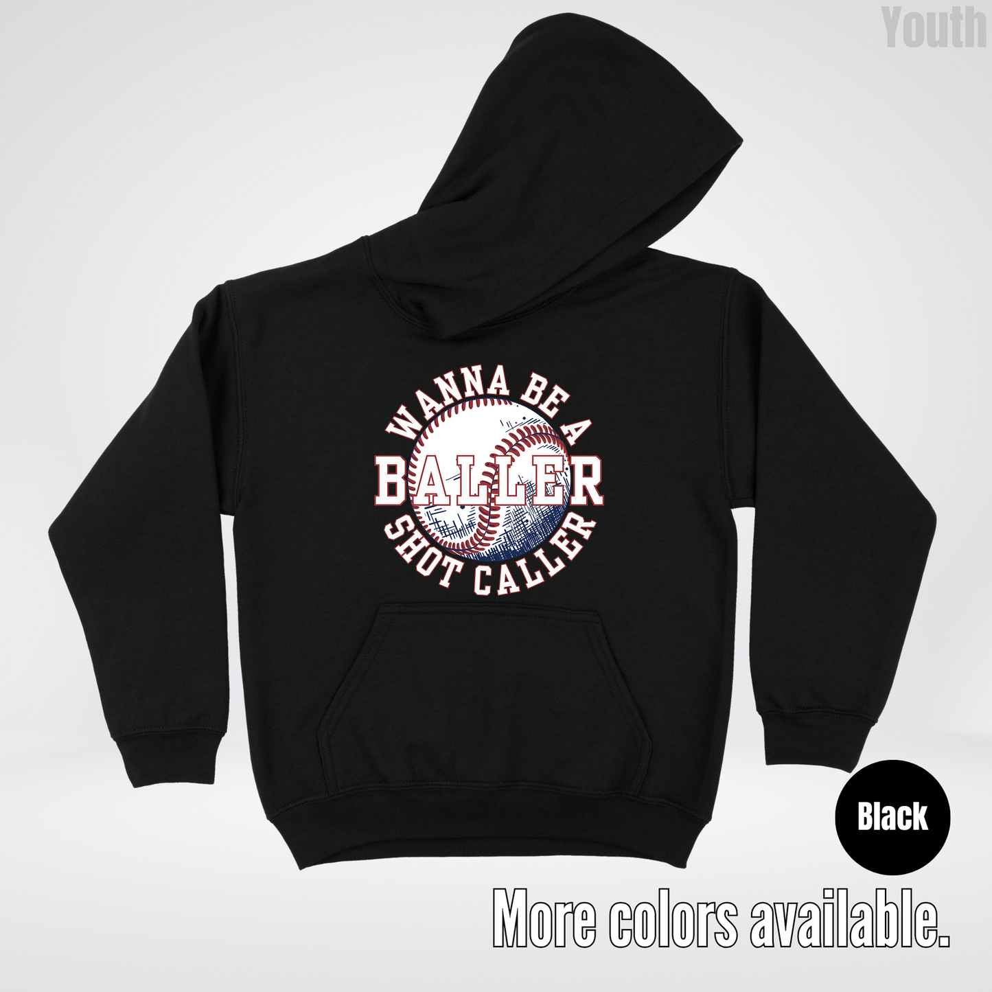 Wanna Be A Baller Shot Caller Youth Hoodie