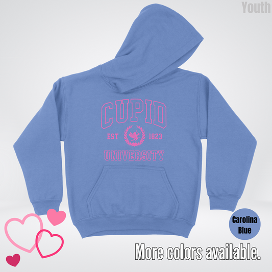 Cupid University Est 1823 Bright Pink Design Youth Hoodie