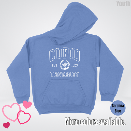 Cupid University Est 1823 White Design Youth Hoodie