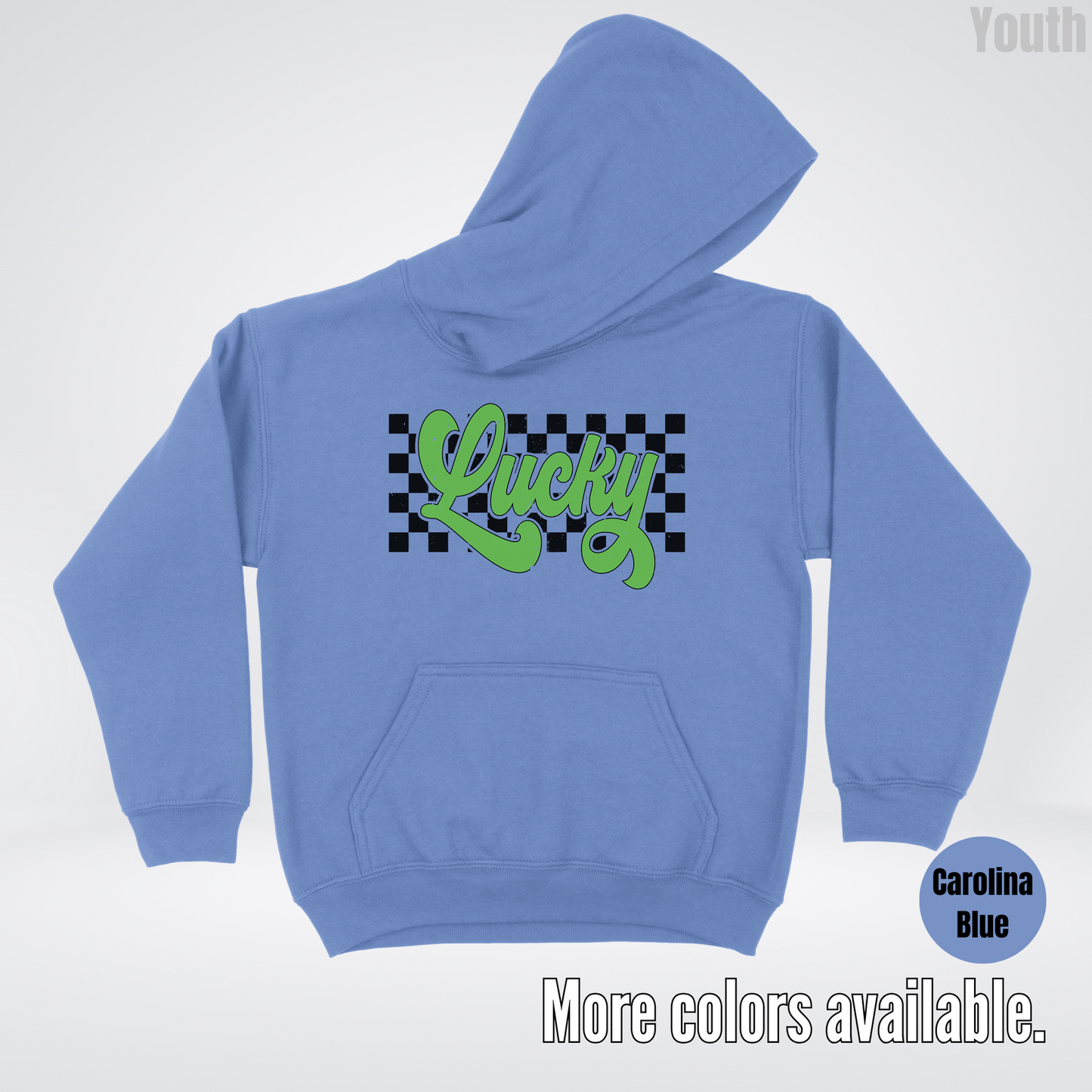 Lucky Cursive Checkered Retro – Saint Patrick’s Day Youth Hoodie