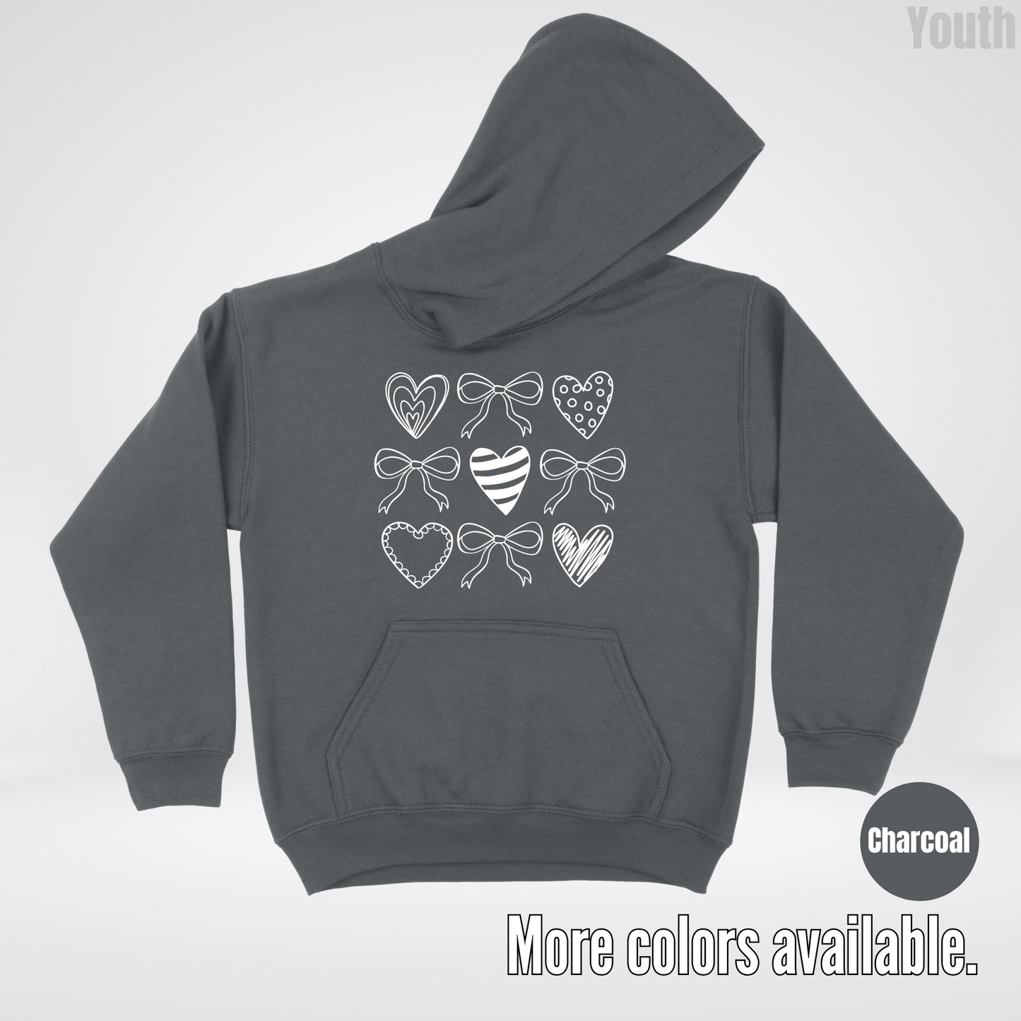 Doodle Coquette Hearts Youth Hoodie