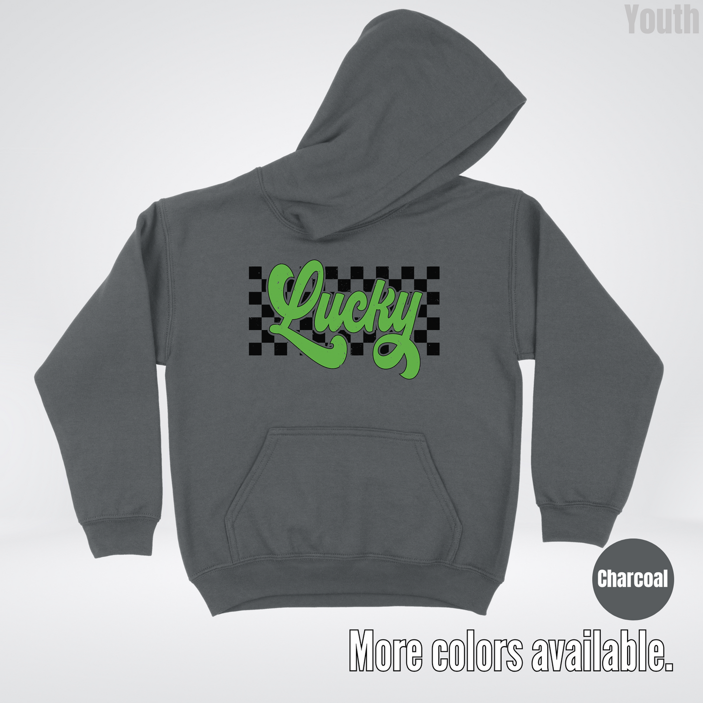 Lucky Cursive Checkered Retro – Saint Patrick’s Day Youth Hoodie