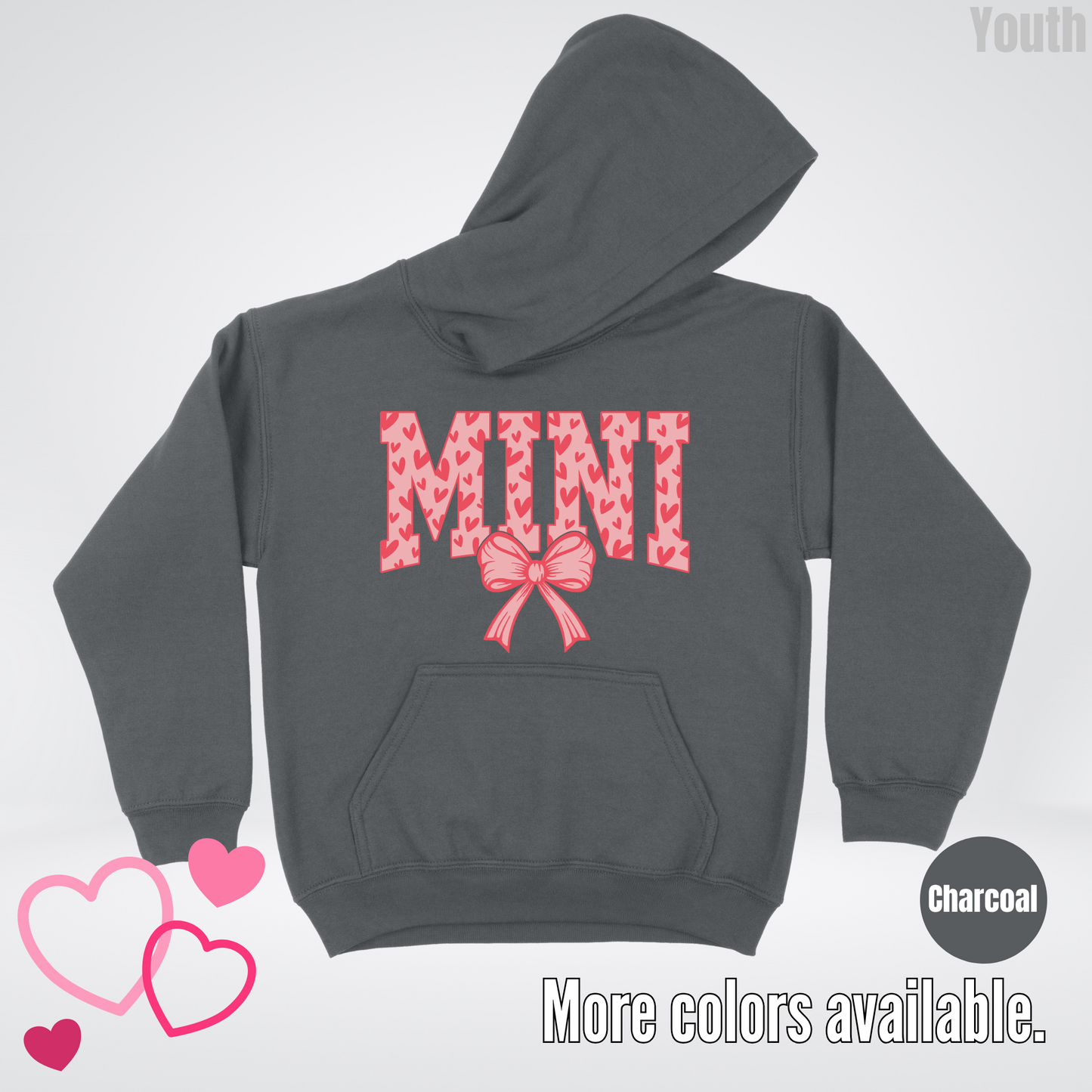 Mini Coquette Hearts Valentines Day Youth Hoodie