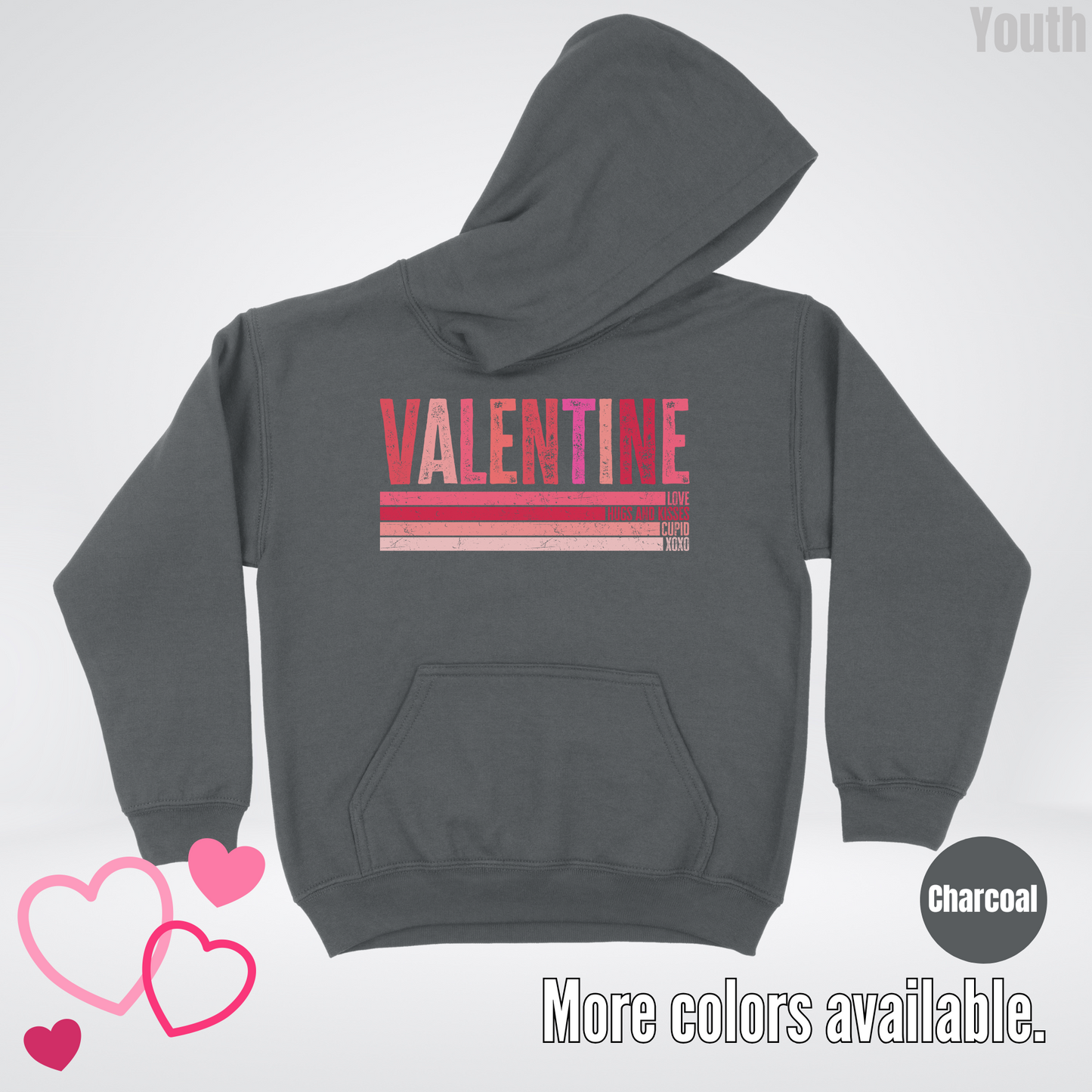 Valentine Hugs & Kisses Youth Hoodie