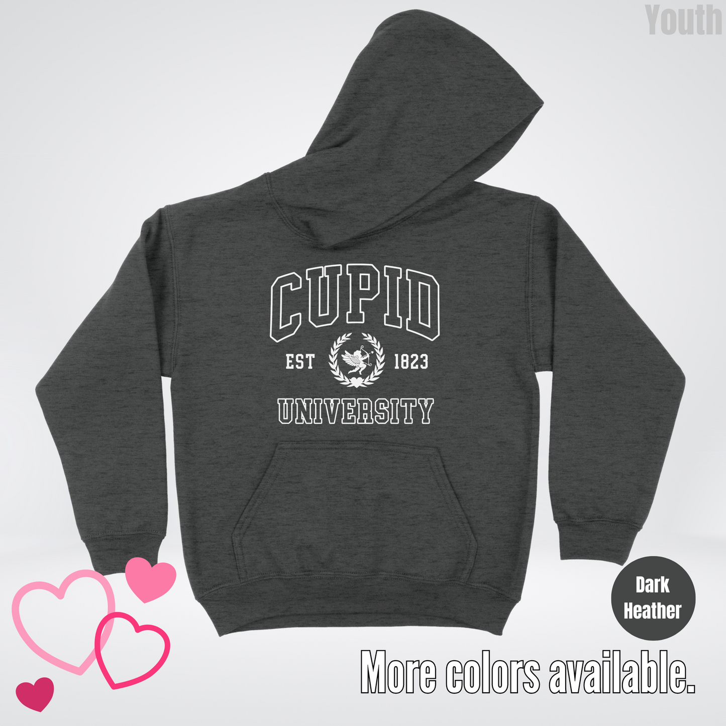Cupid University Est 1823 White Design Youth Hoodie
