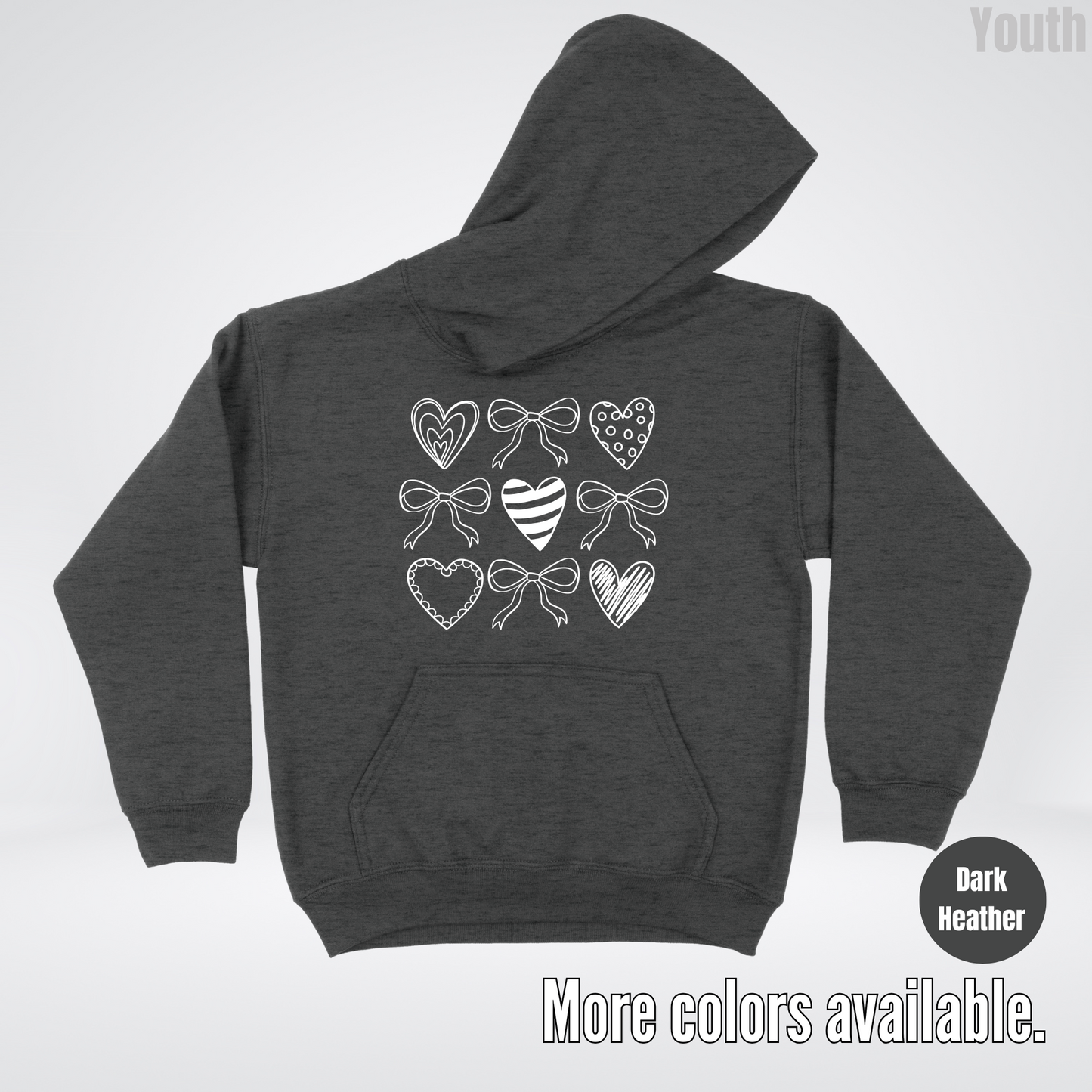 Doodle Coquette Hearts Youth Hoodie