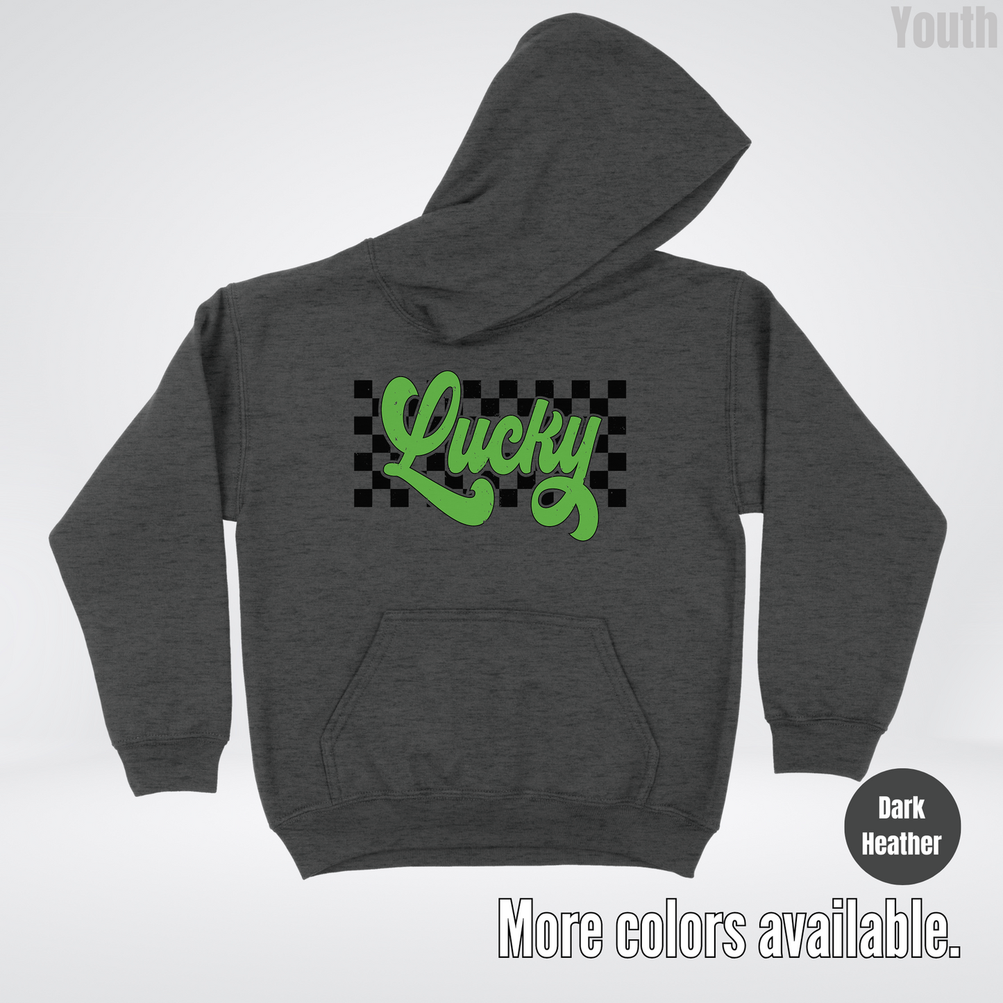 Lucky Cursive Checkered Retro – Saint Patrick’s Day Youth Hoodie