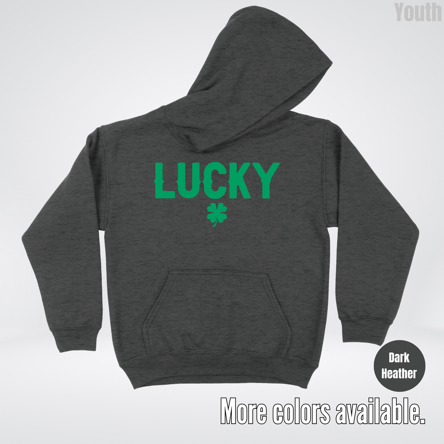 Lucky & Four Leaf Clover - Green Design - Saint Patrick's Day Youth Hoodie
