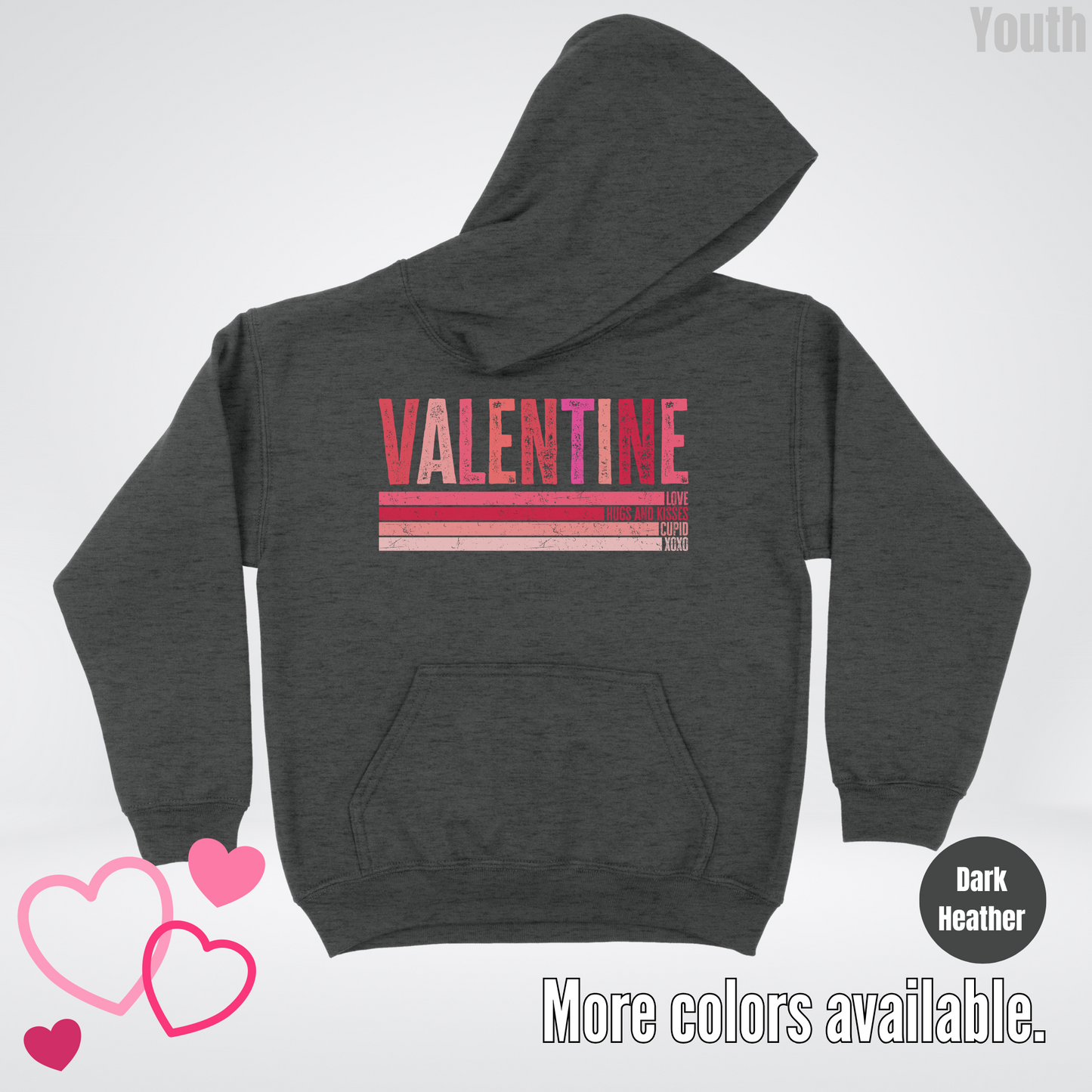 Valentine Hugs & Kisses Youth Hoodie